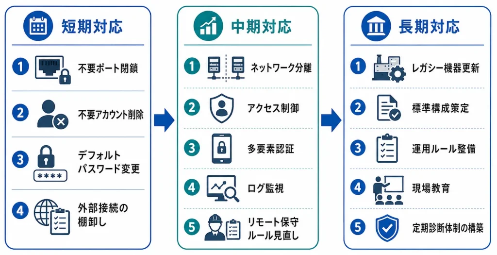 短期・中期・長期の改善ロードマップ